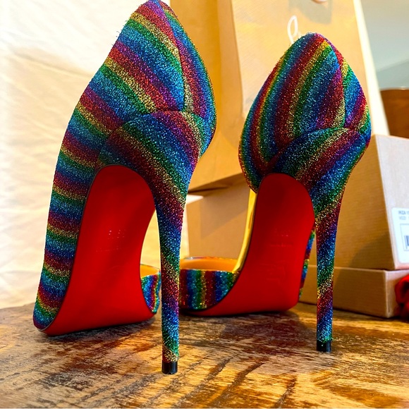Christian Louboutin Iriza 100mm Lurex Arc En Ciel - multicolored rainbow! - Picture 5 of 7